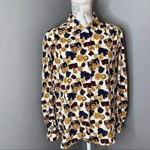 Vintage KORET Printed Graphic Medals Top Size 12